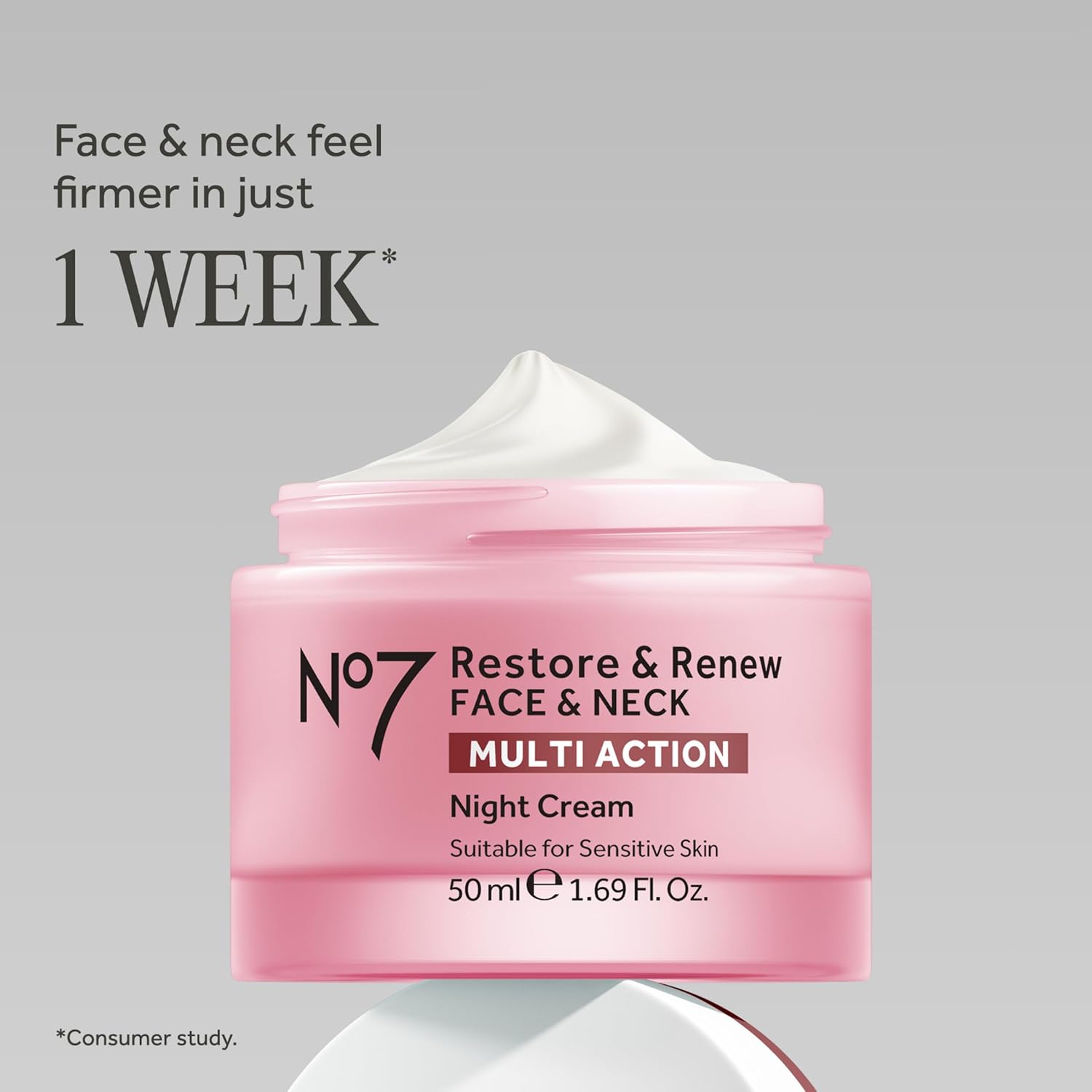 No7 Restore & Renew Multi Action Night Cream for Face & Neck – 1.69 oz