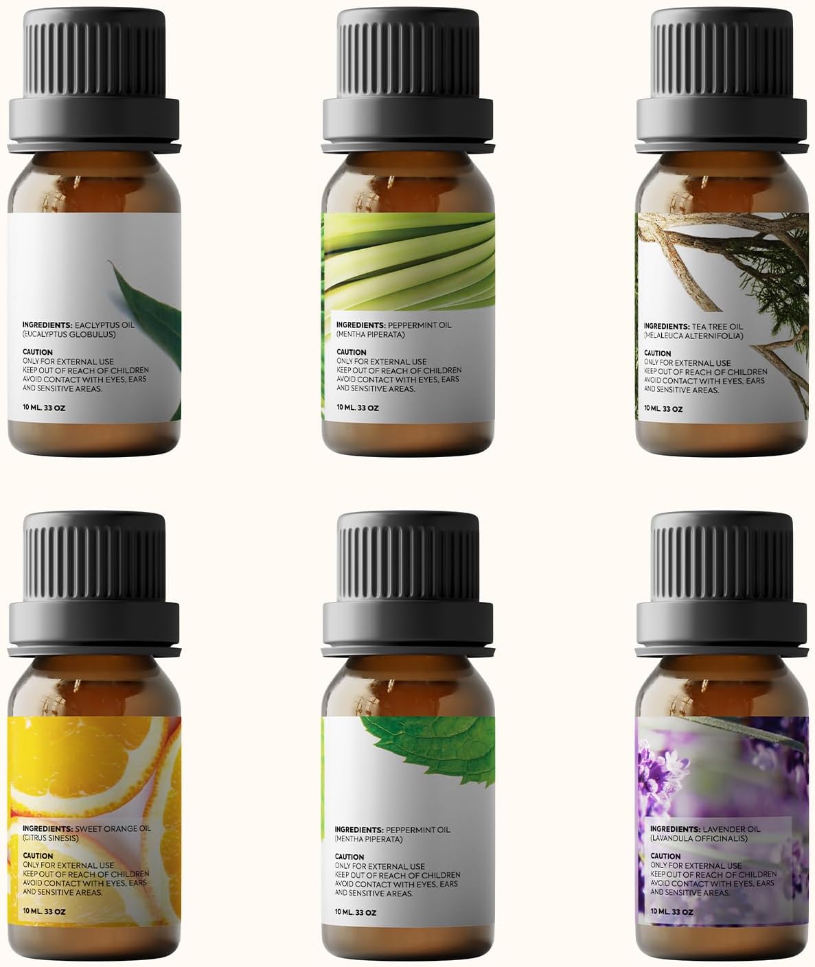 Pure Aroma Essential Oils Set – 6 Pack (10 ml Each)