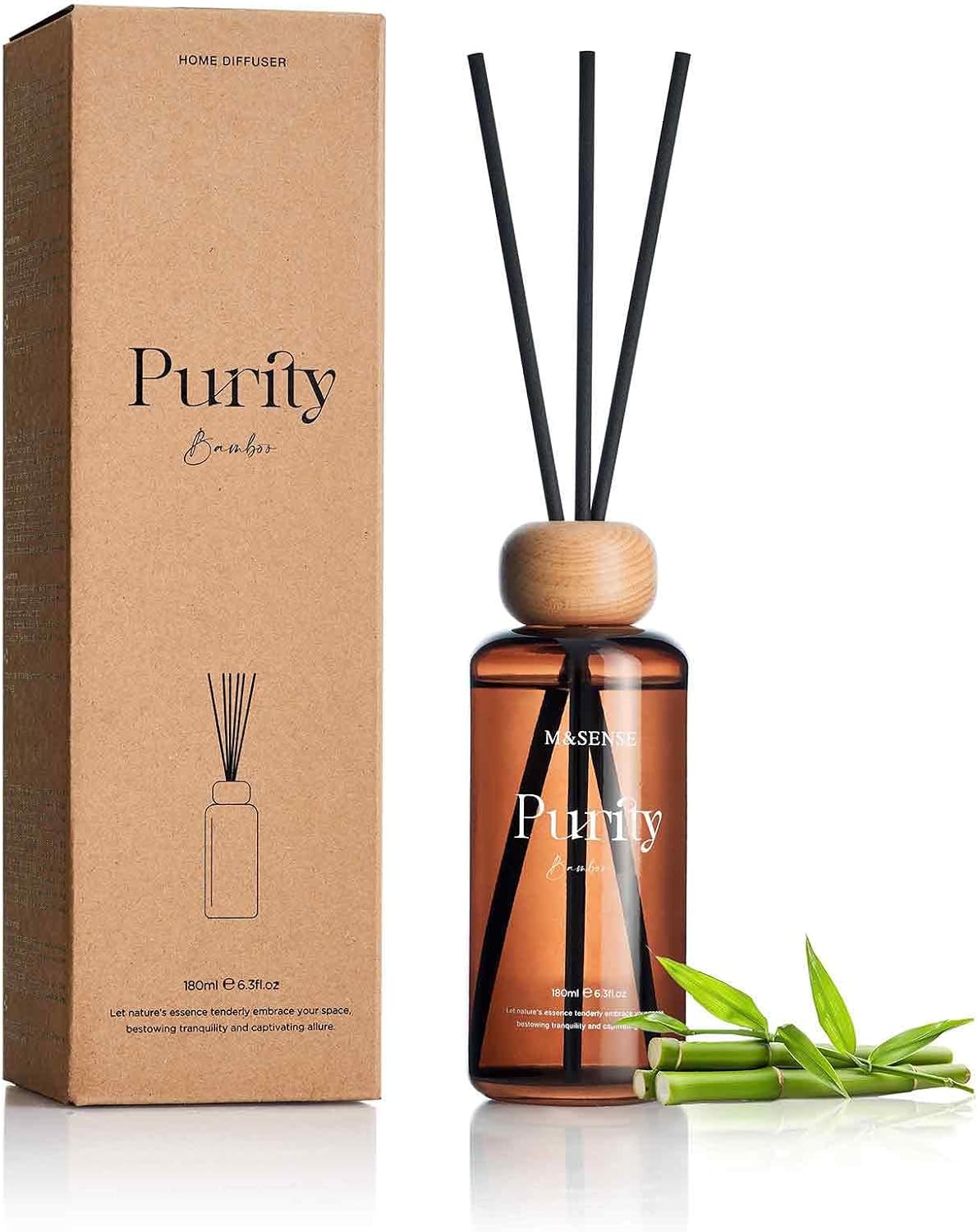 M&SENSE Bamboo Reed Diffuser Set – 6.3 fl oz