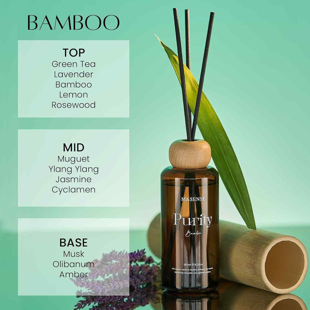 M&SENSE Bamboo Reed Diffuser Set – 6.3 fl oz