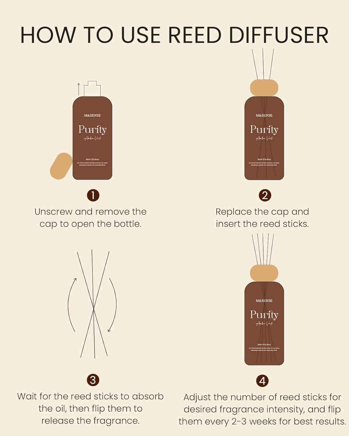 M&SENSE Bamboo Reed Diffuser Set – 6.3 fl oz