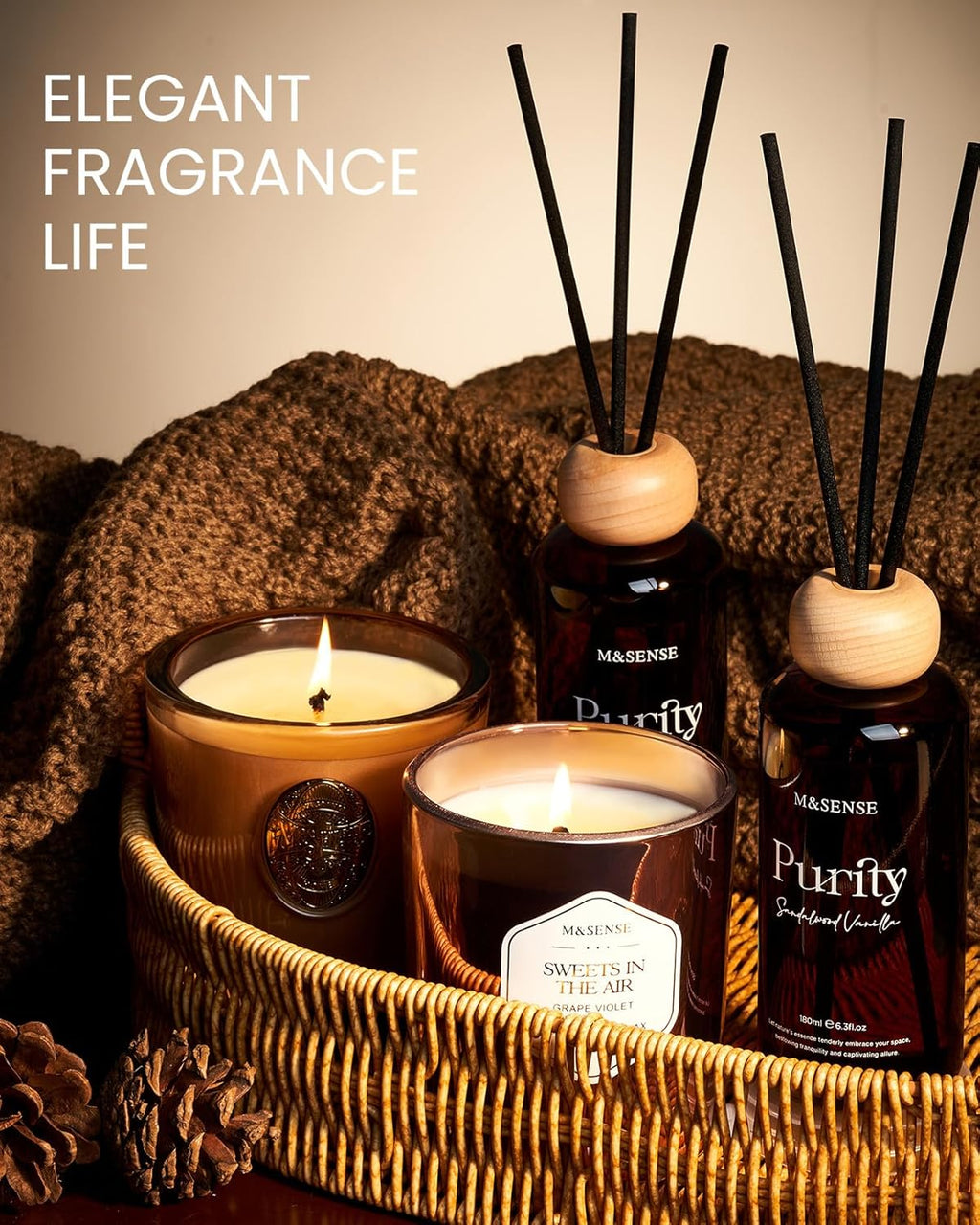 M&SENSE Bamboo Reed Diffuser Set – 6.3 fl oz
