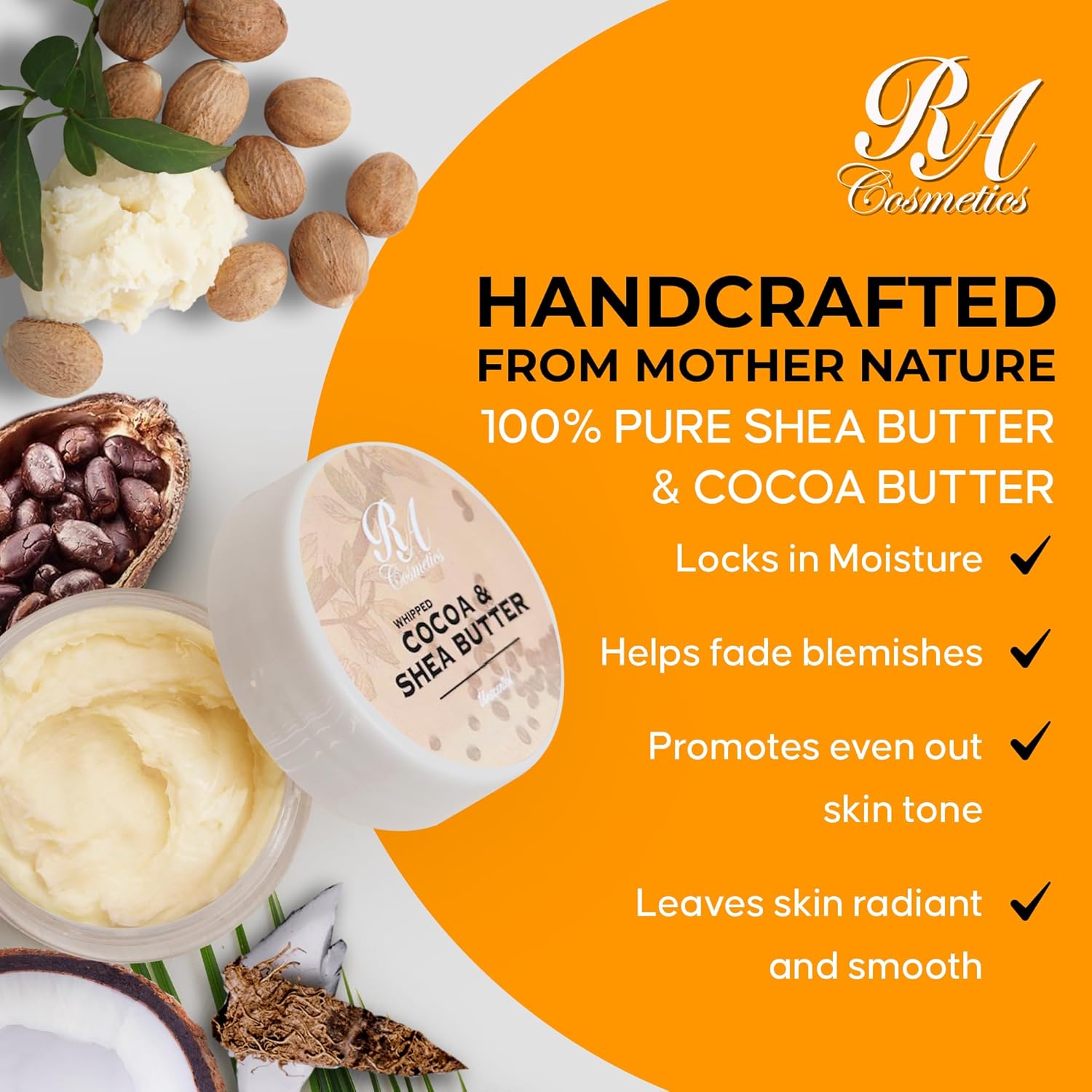 RA COSMETICS Whipped Cocoa & Shea Butter – Unscented – 12 oz
