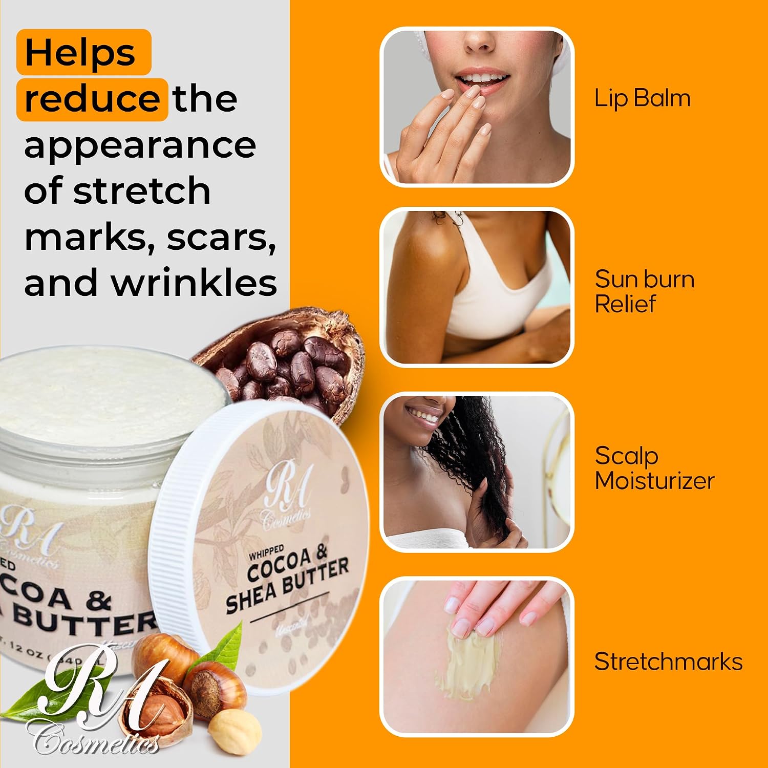 RA COSMETICS Whipped Cocoa & Shea Butter – Unscented – 12 oz